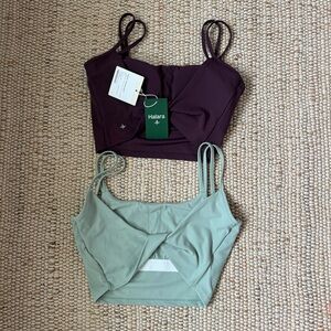 HALARA Burgundy & Sage Double-Strap Crop Tops
